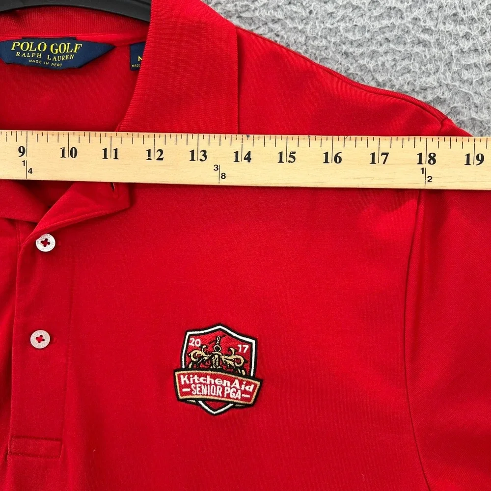 POLO GOLF Ralph Lauren Polo Shirt Men Medium Red Kitchen‎ Aid Senior PGA Logo